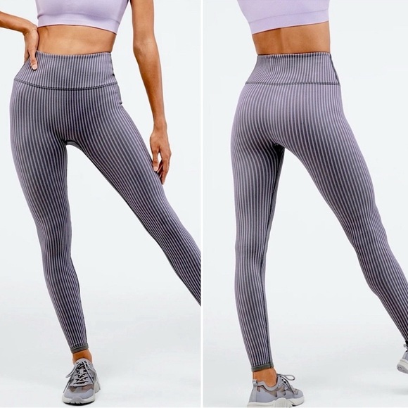 Fabletics Pants - Fabletics Gray High-Waisted Ribbed Seamless Leggings Large